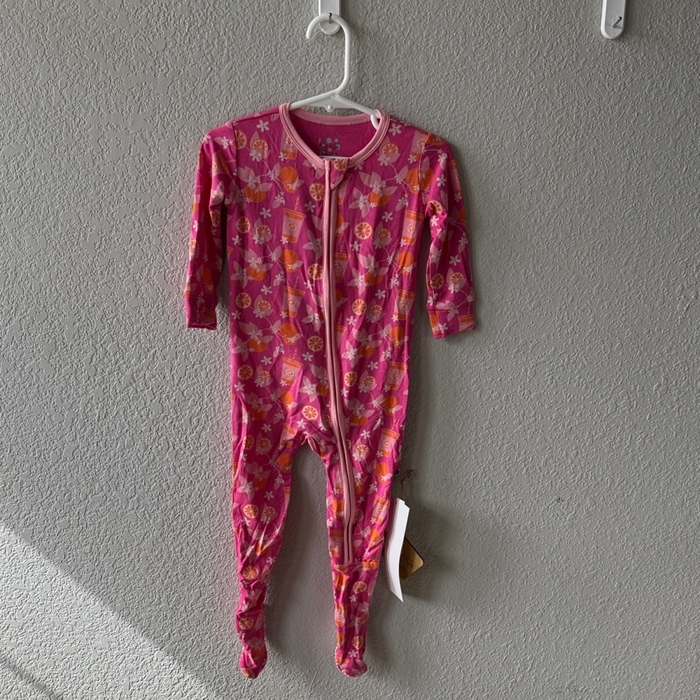 Kickee Pants Pink and Orange Floral Kids Footie